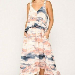 2/$50 Gigio Umgee Maxi Dress Tie Dye Pocket Ruffle